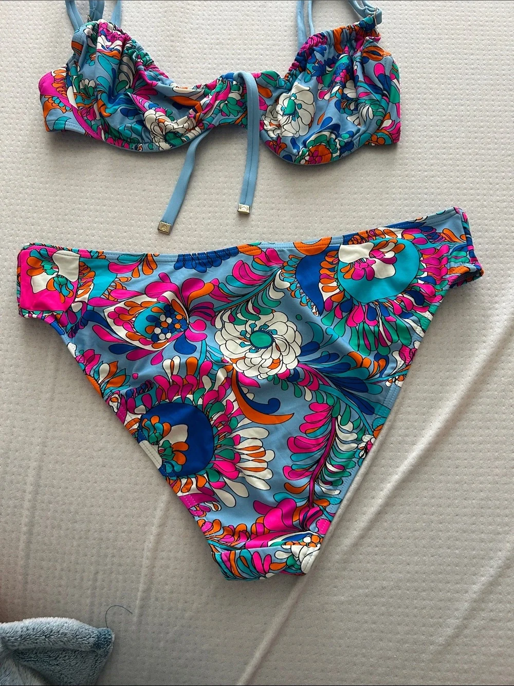 kate spade Blue Floral Print Bikini set XL